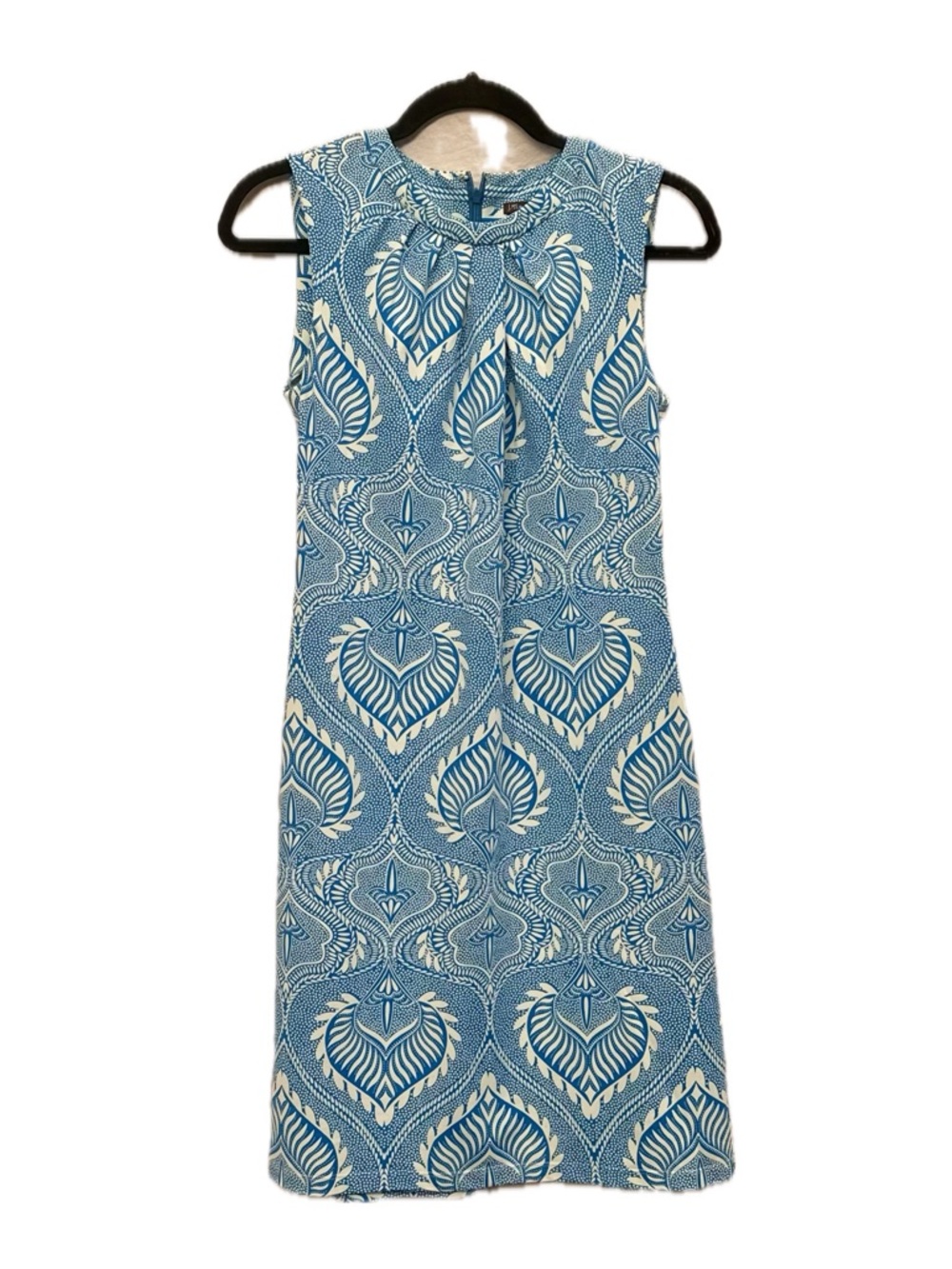 Blue Printed Sleeveless Shift Dress